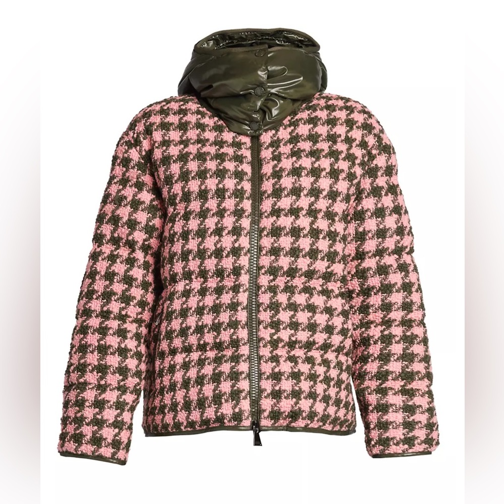 Moncler Padded Hooded Houndstooth Jacket